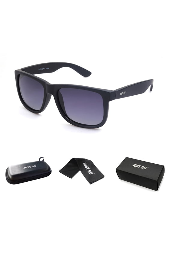 Unisex Polarized Lens TR90 Frame Retro Style Sunglasses, Black Frame Grey Lens