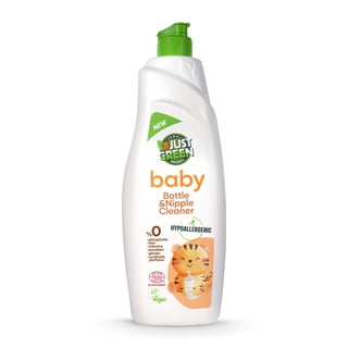 JUST GREEN ORGANIC Baby Bottle & Nipple Cleaner, Plant-Based Baby Bottle Soap, Non-Toxic, Hypoallergenic, EcoCert Certified, Vegan, Baby Dish Soap for Bottles & Nipples, 25.3 fl oz (750 ml)
