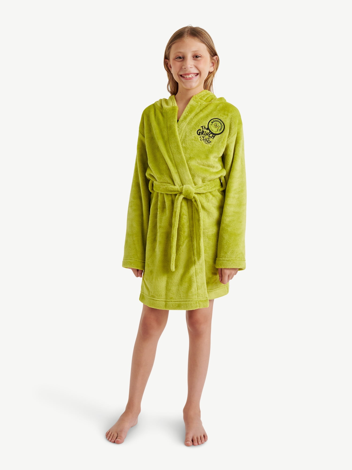 Justice x Grinch Girls Long Sleeve Sleep Robe, One-Piece, Sizes 4-18