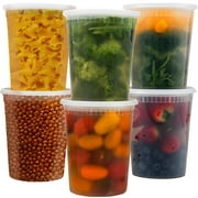 JUST PACK IT [24 Set - 32 oz] Plastic Soup Cups Deli Food Storage Containers with Lids Meal Prep
