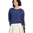 thumbnail image 1 of JUST POLLY Womens Mesh Style Pullover Sweater, Blue, Juniors, X-Small, 1 of 1