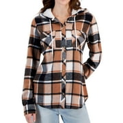 JUST POLLY Womens Shacket Shirt Jacket, Brown, Juniors, Medium