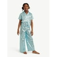 thumbnail image 1 of Justice Girls Satin Short Sleeve Button Front Sleep Top and Sleep Pants, 2-Piece, Sizes 5-18 & Plus, 1 of 4