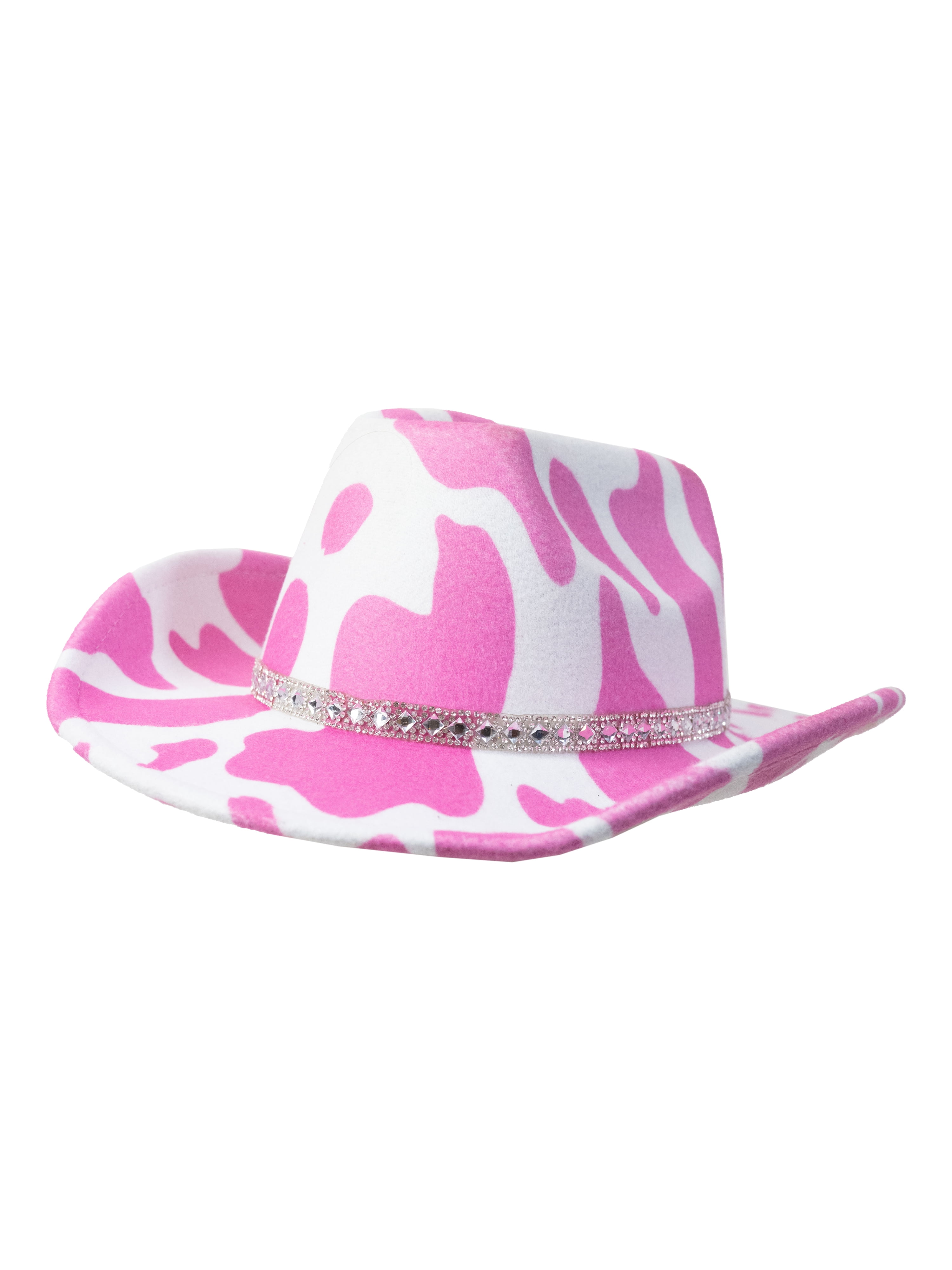 Justice Girls Cowgirl Hat, Pink and White Cow Print