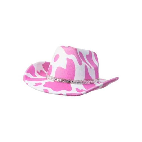 Justice Girls Cowgirl Hat, Pink and White Cow Print