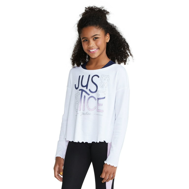 洋書 Super sweet girls 2 JUSTICE Girls Long Sleeve Collection X 2Fer Top, Sizes XS(5