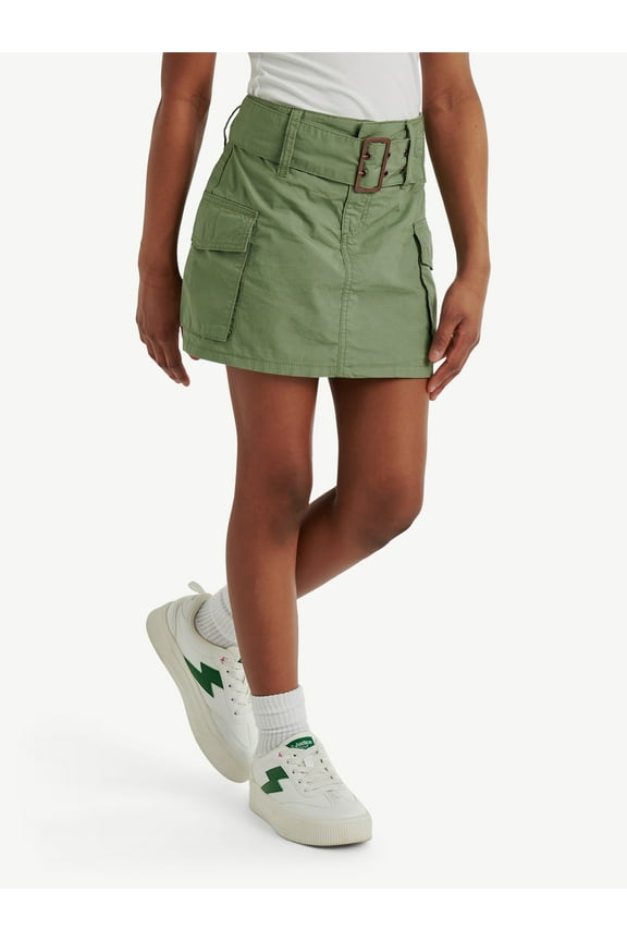 Girls Cargo Skirt with Belt, Sizes 6-18, Slim & Plus