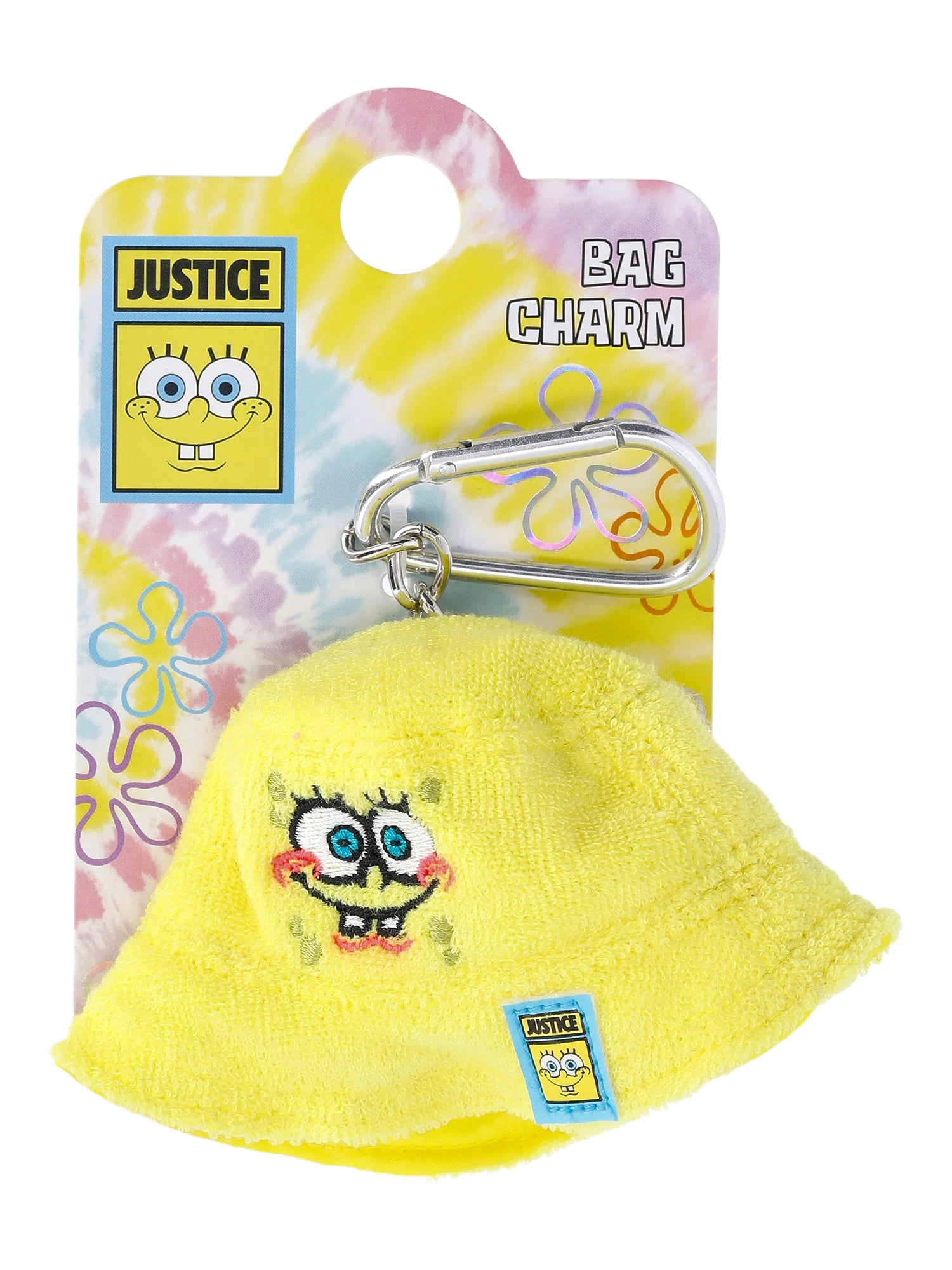 Justice Girls X SpongeBob SquarePants Bucket Hat Keychain Bag Charm, Yellow