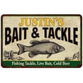 thumbnail image 1 of JUSTIN'S Bait & Tackle Metal Sign Man Cave 8x12 108120016059, 1 of 1