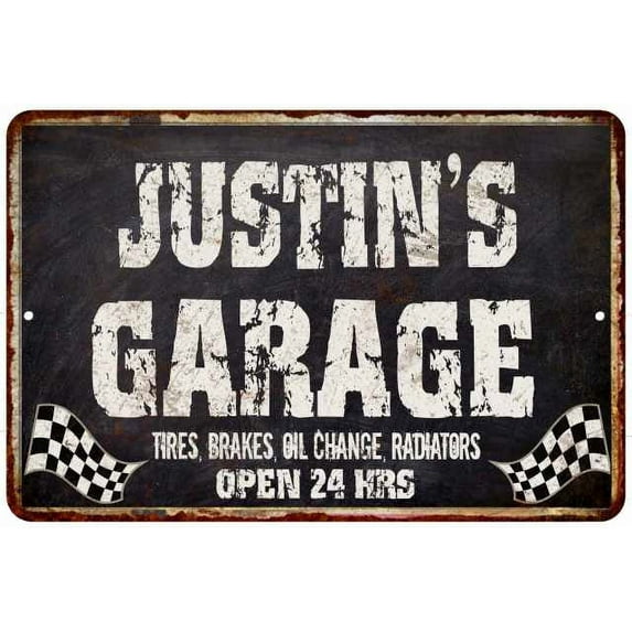 JUSTIN'S Garage Black Grunge Gift Sign 12x18 Decor Gift 112180005309
