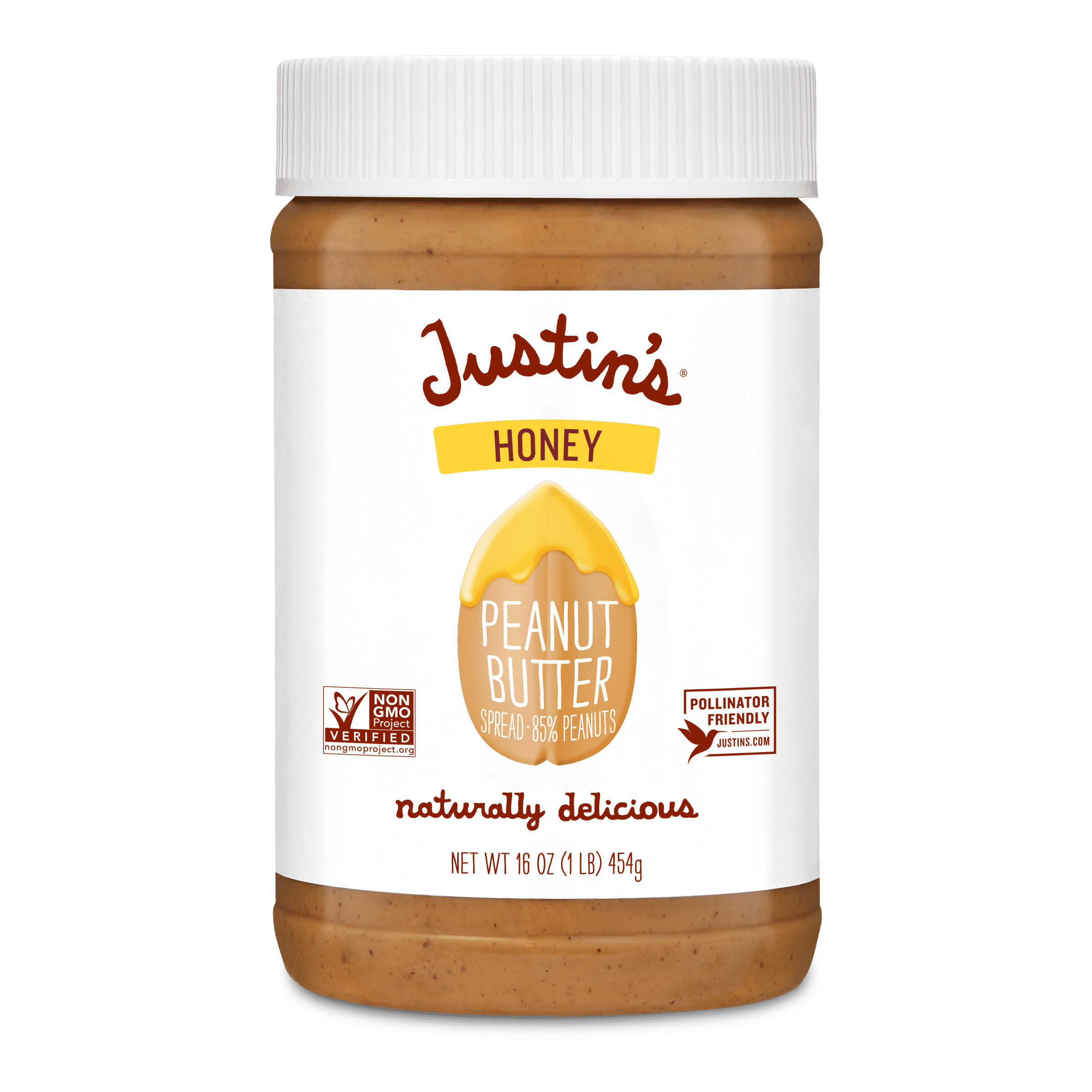 JUSTIN'S No Stir Gluten-Free Honey Peanut Butter, 16 oz Jar