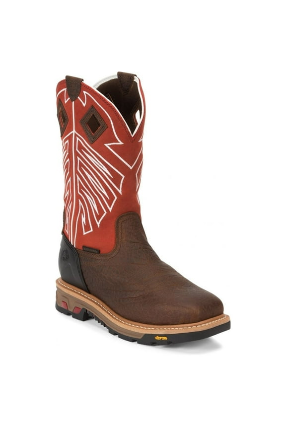 WORK Mens 12" Roughneck Steel Toe Waterproof Work Boot Walnut Brown - WK2115 WALNUT BROWN