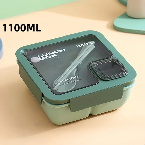 JUSTINLAU 850ml/1100ml Square Compartmentalized Lunch Box Food Storage Containers Lunch Box for Kids Can Microwave Oven Heating