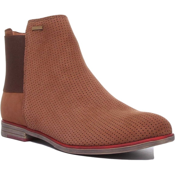 JUSTINREESS 5900 Women's Leather Ankle Boot In Brown Size 6