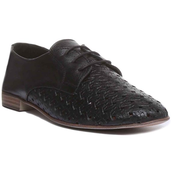 JUSTINREESS Alexandra Women's Woven Lace Up Soft Shoes In Black Size 5