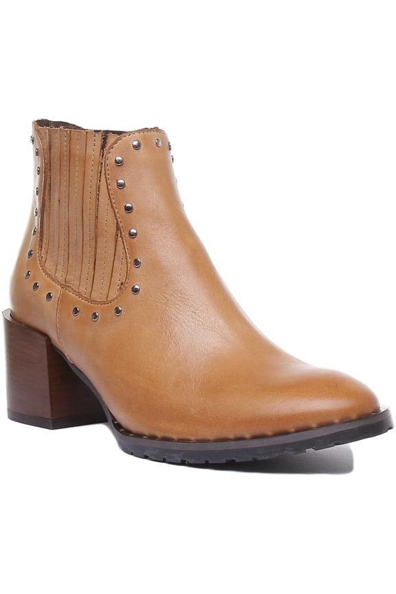 Hero Women's Studded Leather Chelsea Cowboy Boot In Tan Size 5