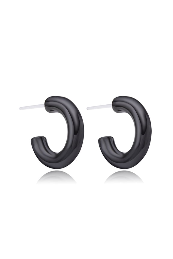 Ceramic Stud Half Teardrop Hoop Earrings for Sensitive Ears, Porcelain Earrings for Newly Pierced Ears Women