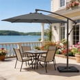thumbnail image 1 of JUSTLET 10' Outdoor Hanging Offset Cantilever Umbrella with Rotating Function for Patio (No Base) ，Gray, 1 of 15