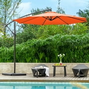 JUSTLET 10’ Patio Cantilever Umbrella, Offset Hanging Umbrella with 100 lbs Base Included, Orange