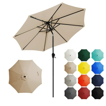 JUSTLET 10 ft Patio Umbrella, Outdoor Umbrella for Garden, Beige