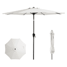 GARDEN 9 Ft Patio Umbrellas w/ Black Round Base Included for Outdoor Shade, Gray/White Stripe