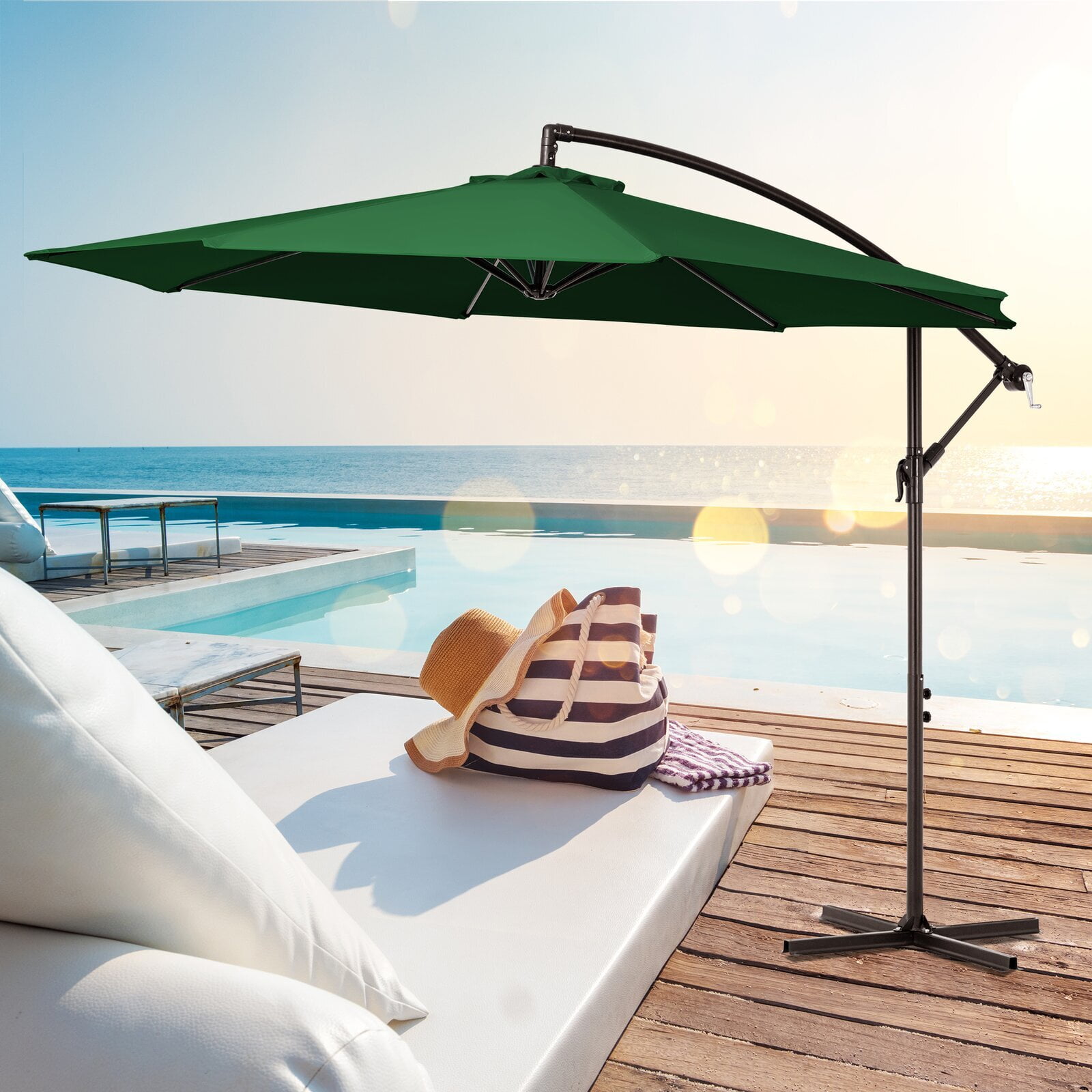 10 ft Apple Green Cantilever Patio Umbrella with Steel Pole
