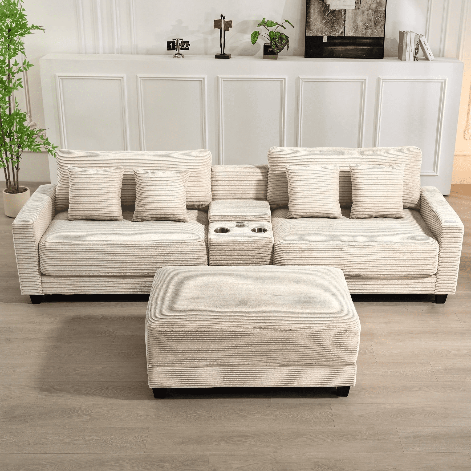 Aukfa Modern Living Room Curved Upholstered Couch, Sectional