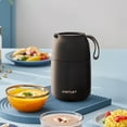 thumbnail image 1 of JUSTLET 17 oz Insulated Stainless Steel Food Jar, Thermos W/ Folding Spoon and Cup, Black, 1 of 9