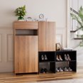 thumbnail image 1 of JUSTLET 2-in-1 Shoe Cabinets and Shoe Storage Bench, 49.2" Multi Functional Shoe Rack with Drawers, Entryway Free Standing Storage Organizer for Entrance Hallway Closet, Brown, 1 of 7