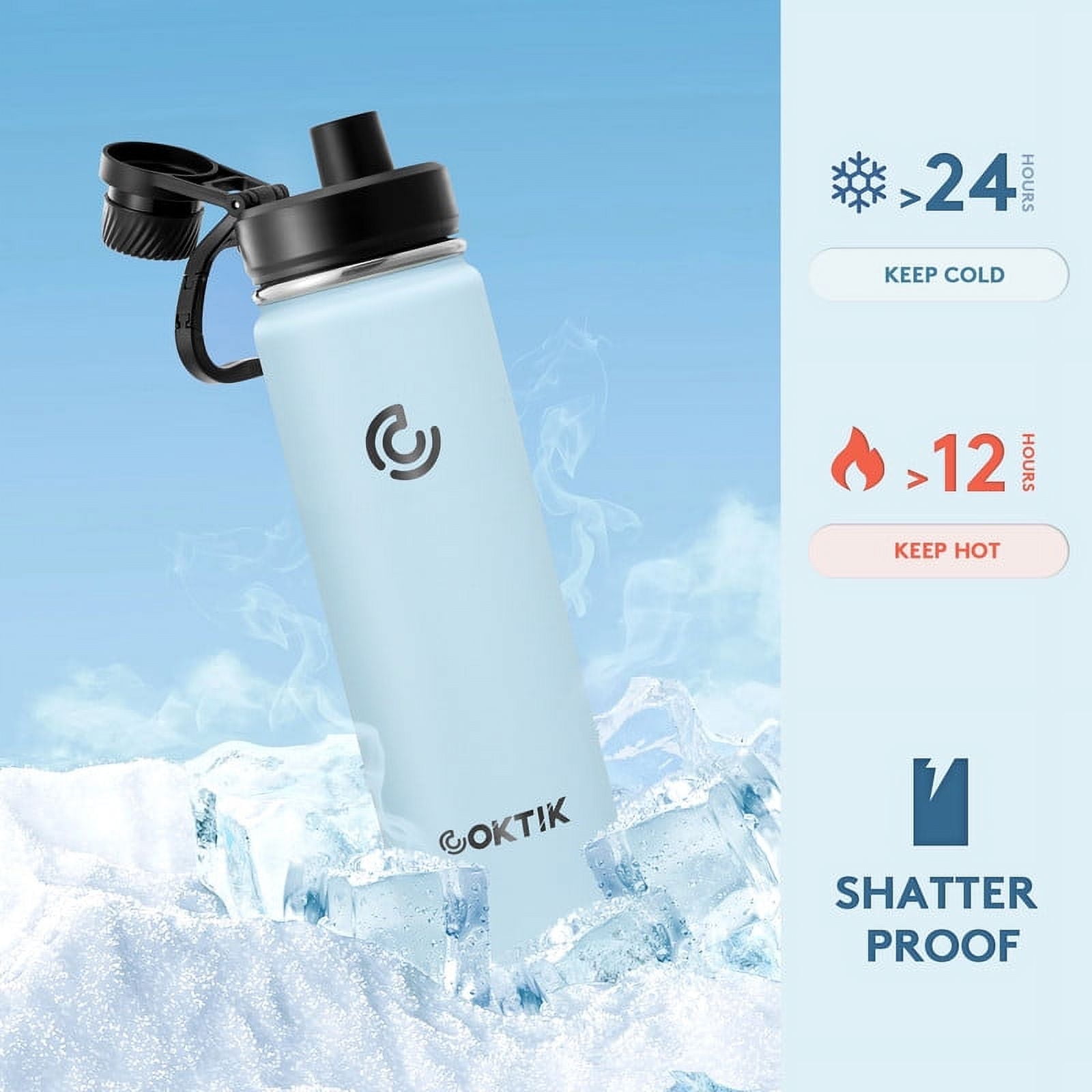 Walmart exclusive discounts  JUSTLET 22 oz (650ml) Insulated Stainless Steel Water Bottle with 3 Leak-Proof Lids, Fog.