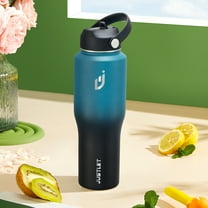 JUSTLET 32oz Insulated Stainless Steel Water Bottle with 2 Lids, Leak-Proof & Fit Cup Holder, Indigo Crush.