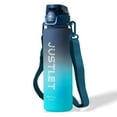 thumbnail image 1 of JUSTLET 32oz Sports Water Bottle with Motivational Time Marker & Leakproof Lid, Black Green, 1 of 9
