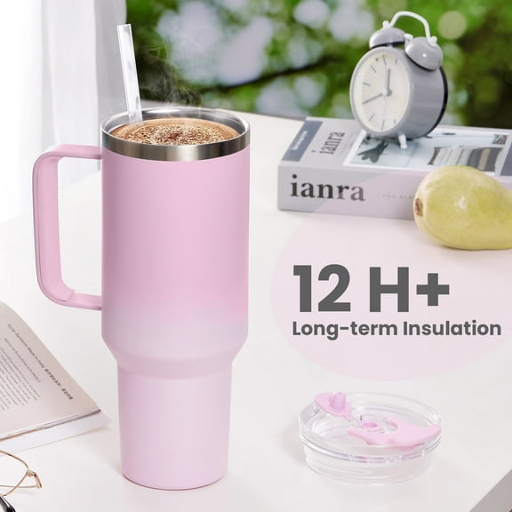 JUSTLET 40 oz Stainless Steel Insulated Travel Mug, Sakura