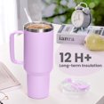 thumbnail image 1 of JUSTLET 40 oz Vacuum Insulated Stainless Steel Travel Mug, Tumbler with Handle & Straw, Lavender, 1 of 10