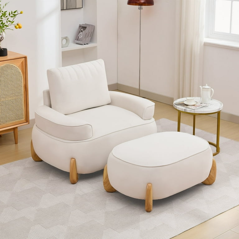 JUSTLET Oversized Accent Chair with Ottoman Set