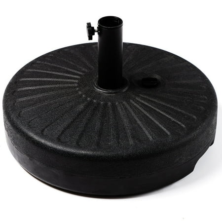 JUSTLET Heavy Duty Patio Umbrella Base Stand – Weather-Resistant Outdoor Parasol Holder with Black Finish, for Backyard, Garden, Deck, or Poolside Use