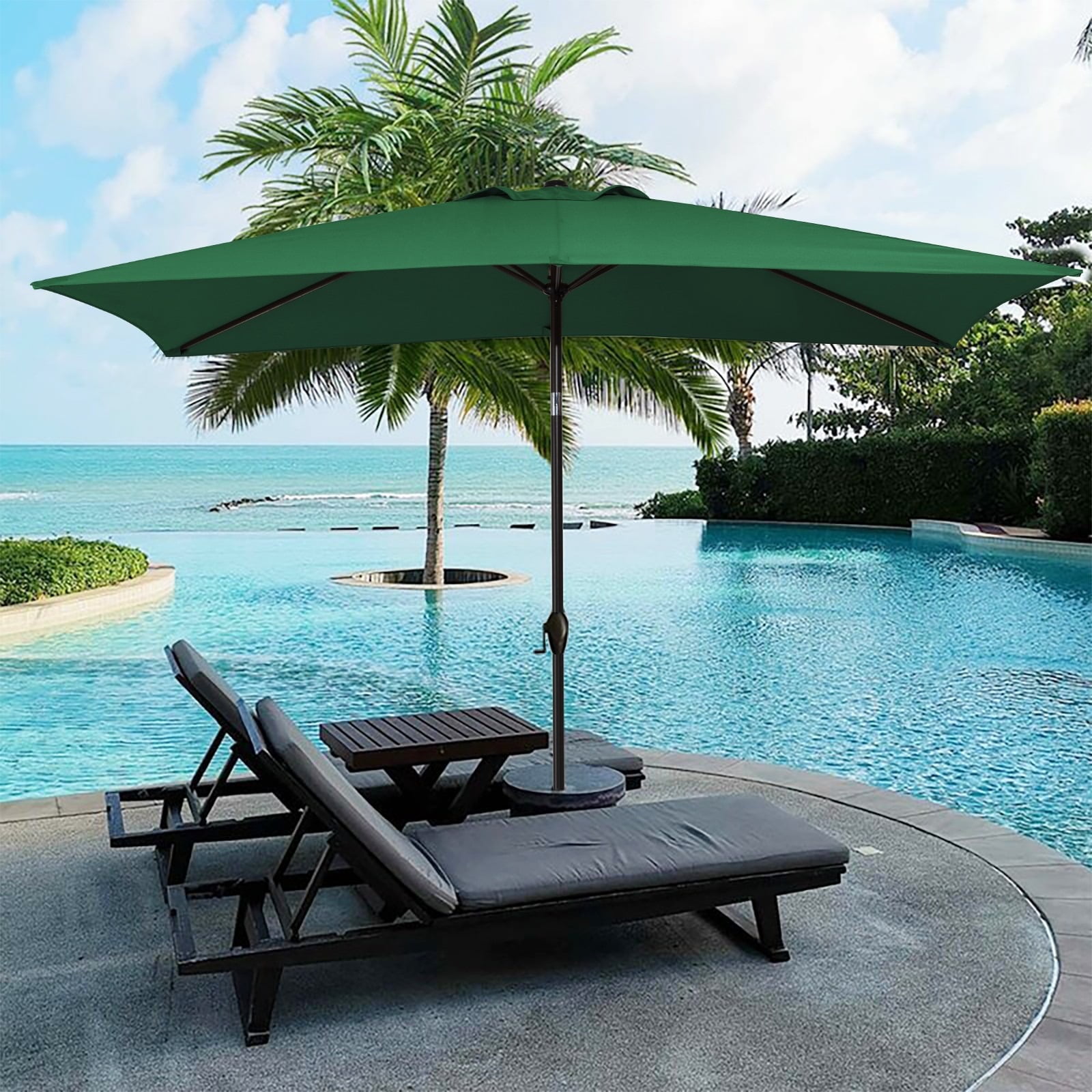 6.5 x 10 patio umbrella JEAREY 6.5x10 ft Rectangular Umbrellas Rectangle Outdoor with Push Button Tilt and Crank, Market Table Umbrella 6 Sturdy Ribs UV Protection for Poolside Garden Backyard Deck, Beige Crafted from 200g/sqm 100% polyester 6.5 X 10 ft Rectangular