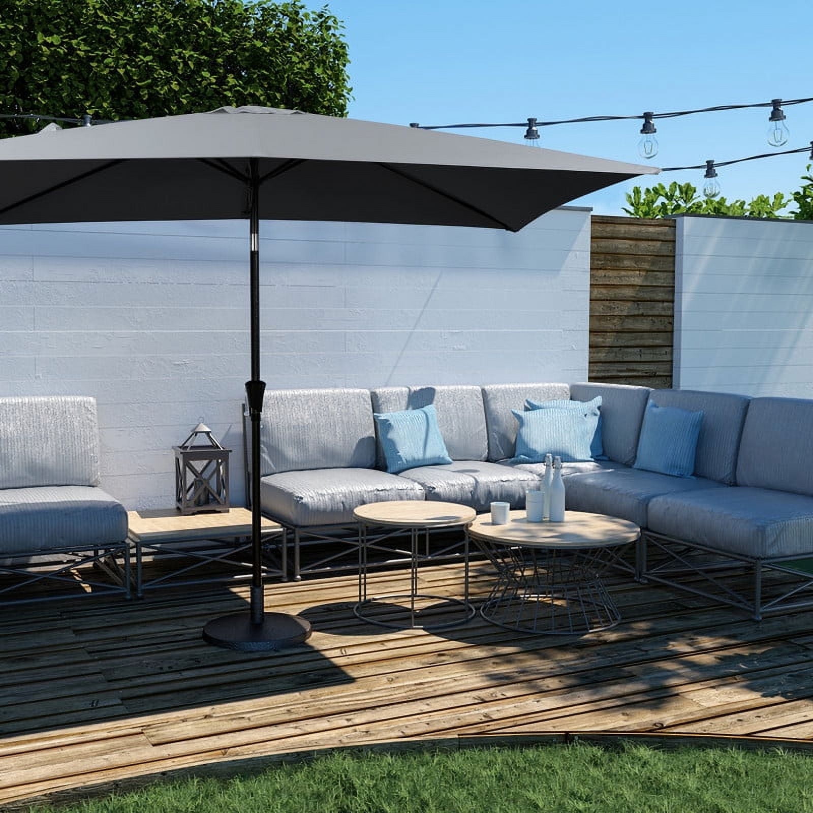JUSTLET 6.5' x 10' Rectangular Patio Umbrellas, Outdoor Umbrella for Chair, Gray