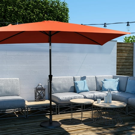 JUSTLET 6.5' x 10' Rectangular Patio Umbrellas, Outdoor Umbrella for Chair, Orange