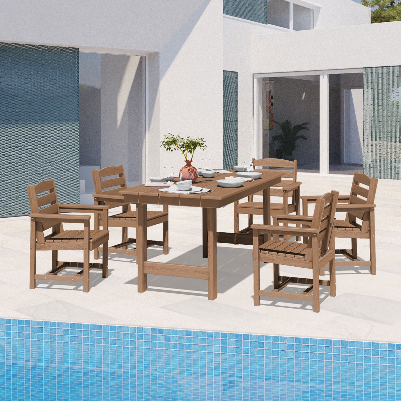JUSTLET 6-Piece Outside Dinette Set with 5 Chairs and 1 Table, Outdoor ...