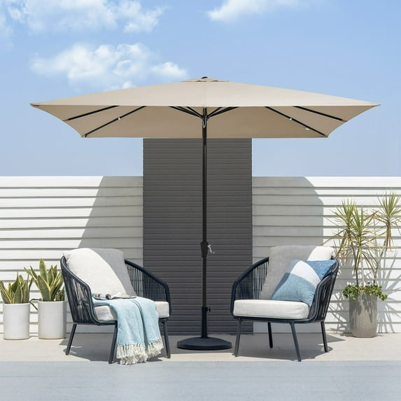JUSTLET 8 x 10 ft Outdoor Rectangular Patio Market Umbrella, Beige