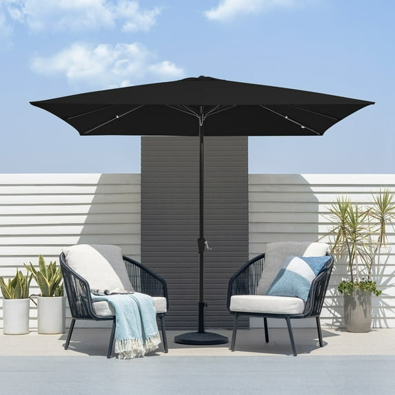 JUSTLET 8 x 10 ft Outdoor Rectangular Patio Market Umbrella, Black