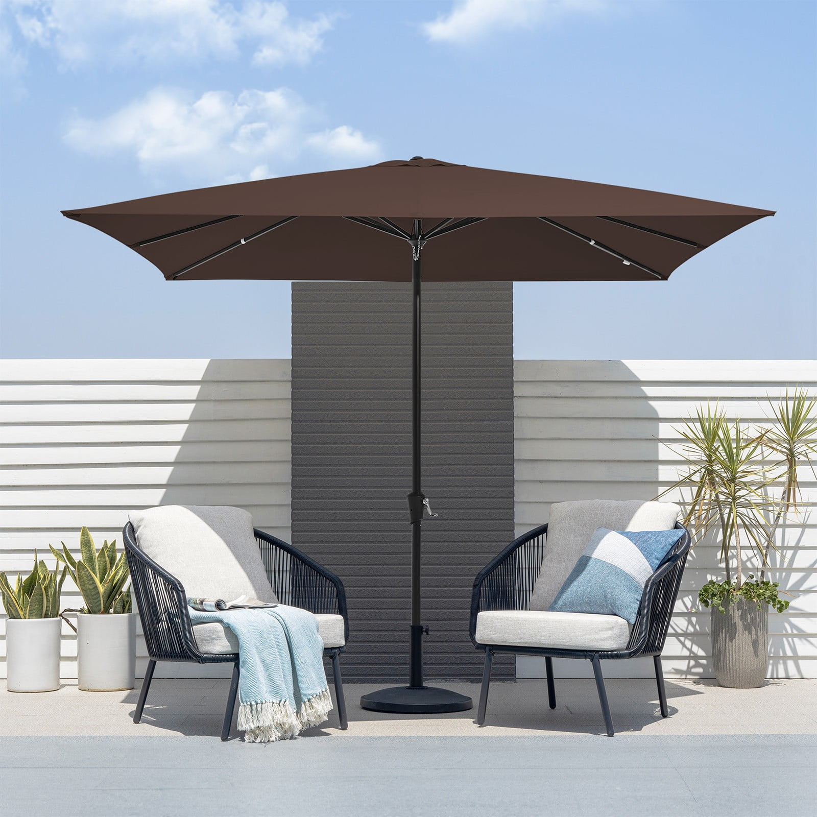 brown patio umbrella madison wi Best Choice Products 10ft Solar Polyester LED Lighted w/Tilt Adjustment and UV-Resistant Fabric tall and provides plenty of shade on hot summer days JUSTLET 8'x10' Rectangular Outdoor Patio