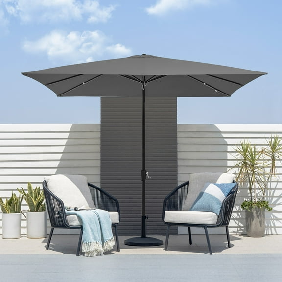 JUSTLET 8 x 10 ft Outdoor Rectangular Patio Market Umbrella, Gray