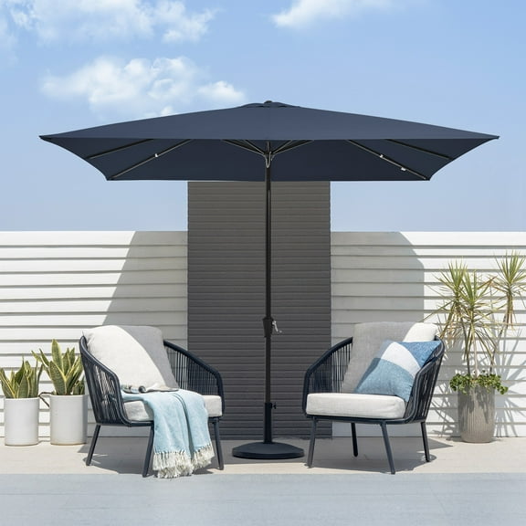 JUSTLET 8 x 10 ft Outdoor Rectangular Patio Market Umbrella, Navy Blue