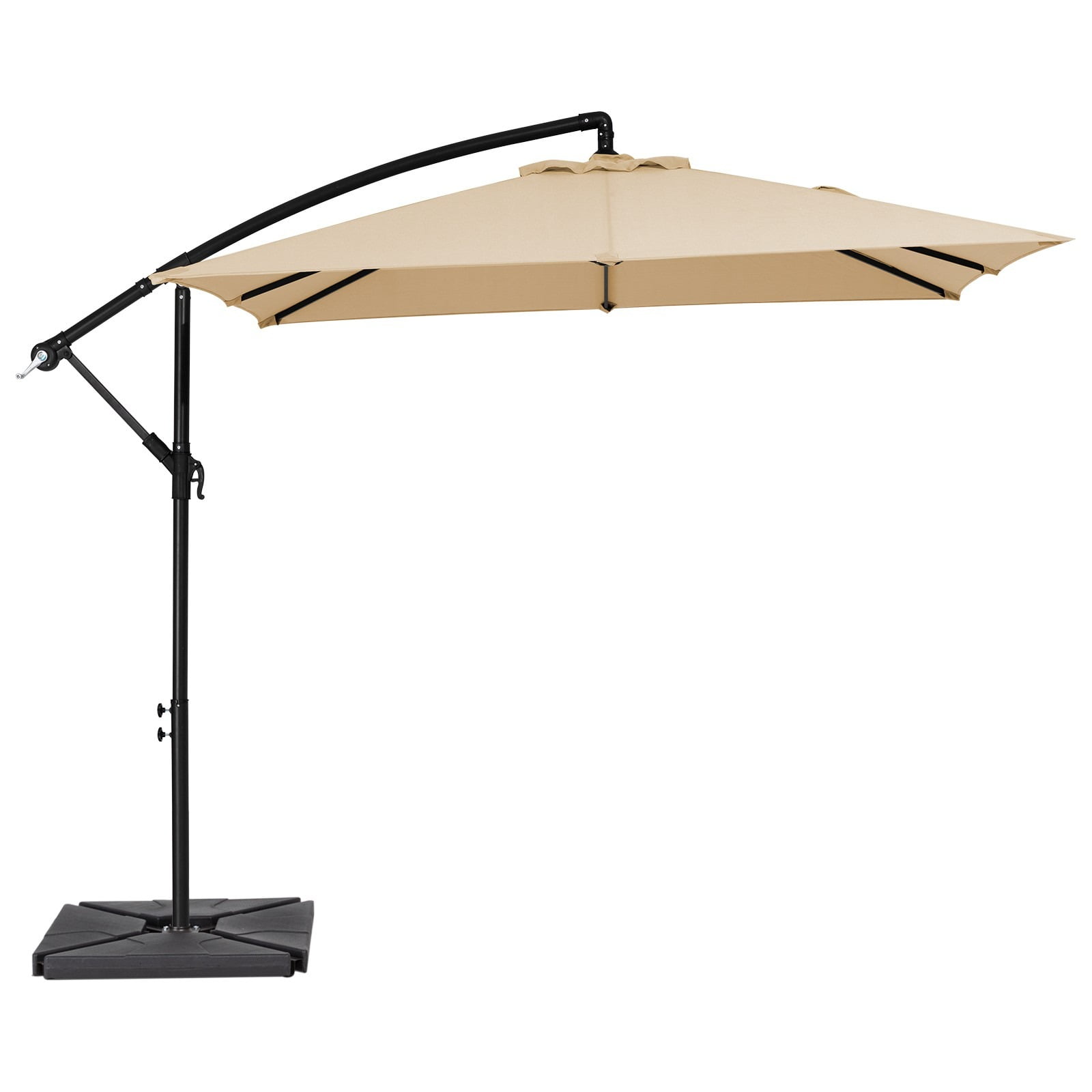 JUSTLET 8 x 8 ft Outdoor Square Hanging Offset Cantilever Umbrella for Garden, Base Included, Beige