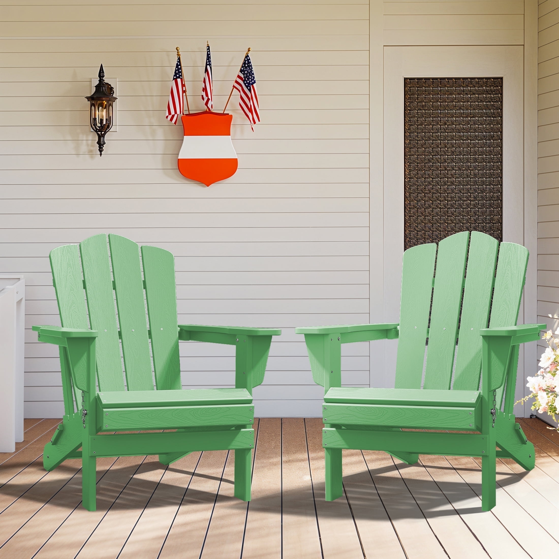 JUSTLET Adirondack Chair, 2PC Plastic Folding Outdoor Patio Chairs