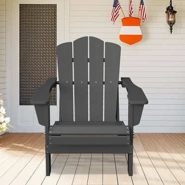 JUSTLET Adirondack Chair, Plastic Folding Outdoor Patio Chairs, Outside HDPE Chairs for Lawn, Yard, Gray