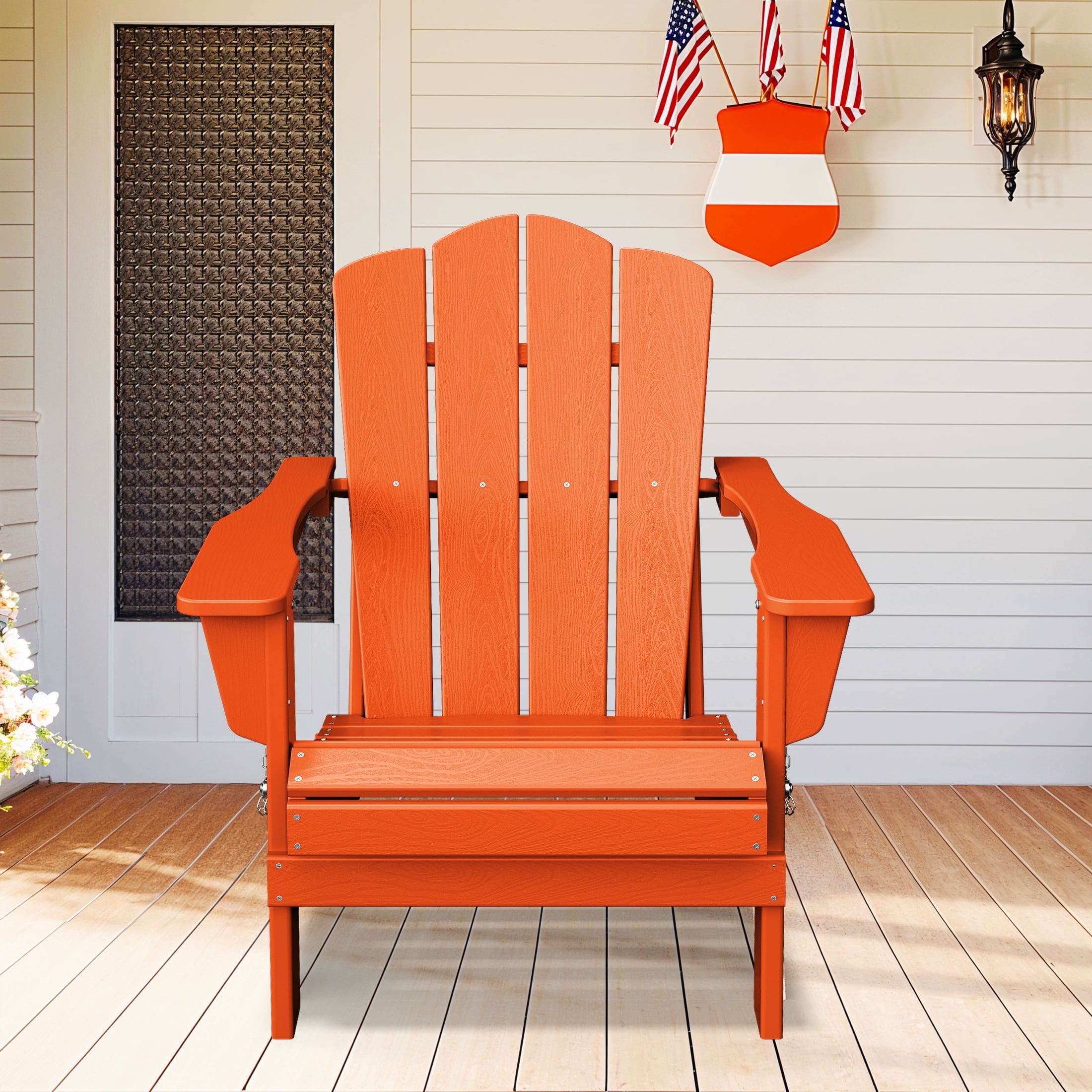 Adirondack outdoor foldable chair heavy duty plastic orange walmart