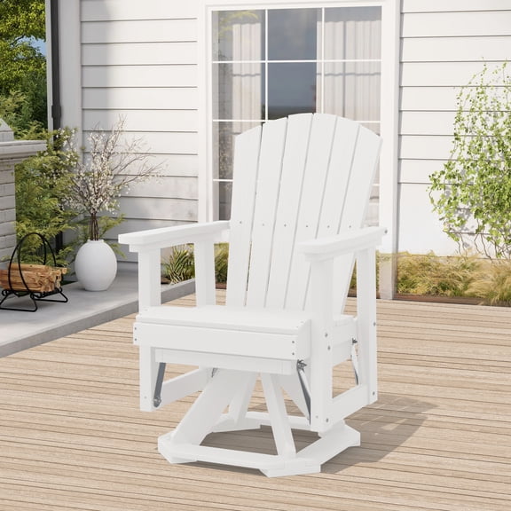 LOYALICE Adirondack Swivel Glider Chair, HDPE Resin Rocking Glider Chair, White
